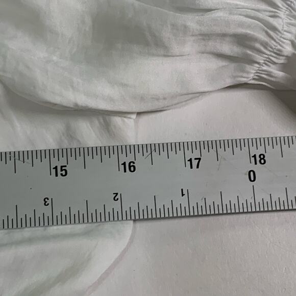 Saints Secrets L Womens White Ruffle Short Sleeve Tie Up Back Crop Top Boho - Picture 7 of 10